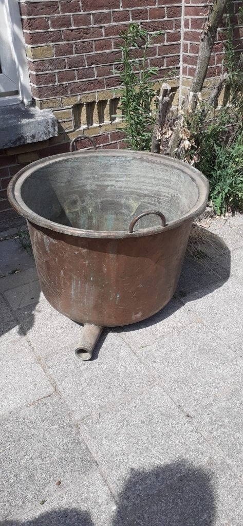 Antieke koperen ketel met tuit - grote zware koperen ketel, Ophalen, Koper