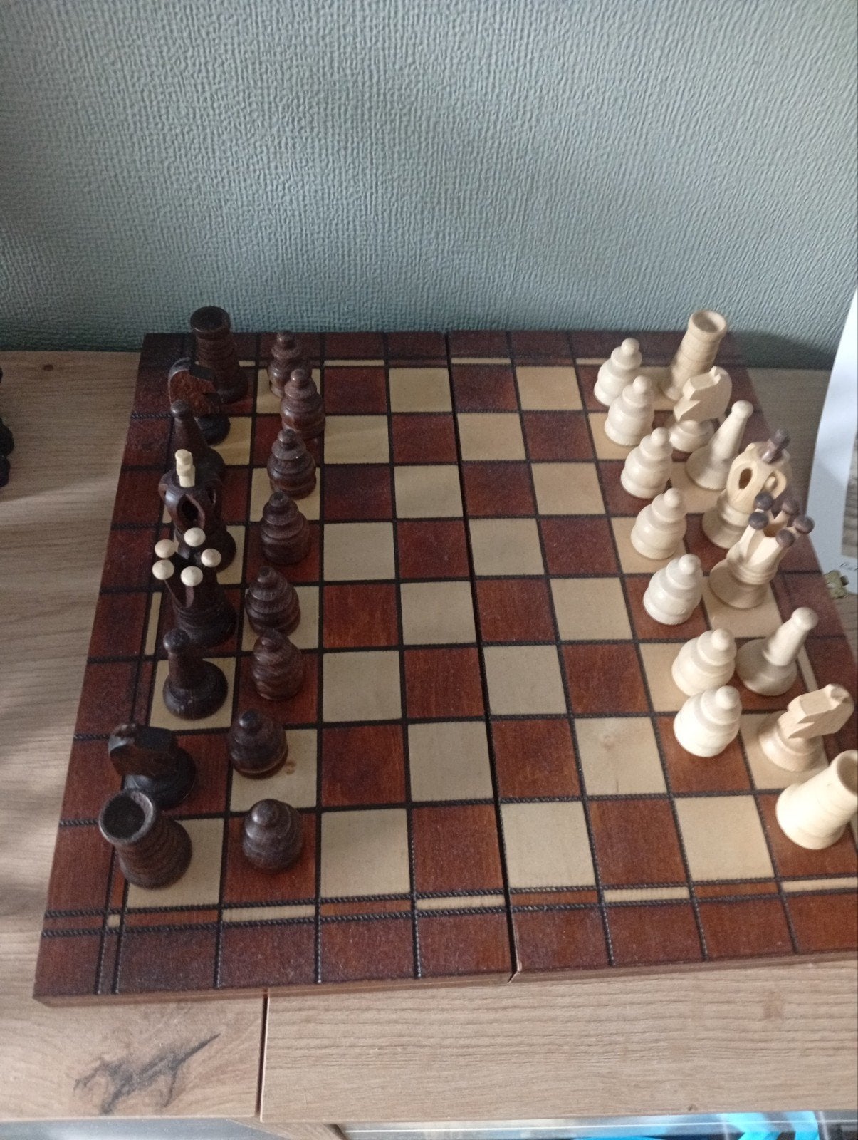 Vintage/Antiek schaakbord. Compleet, Gebruikt, Een of twee spelers, Onbekend, Ophalen of Verzenden