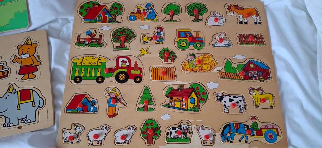 Diverse houten puzzels voor kinderen, Kinderen en Baby's, Speelgoed | Kinderpuzzels, 2 tot 4 jaar, Gebruikt, 10 tot 50 stukjes