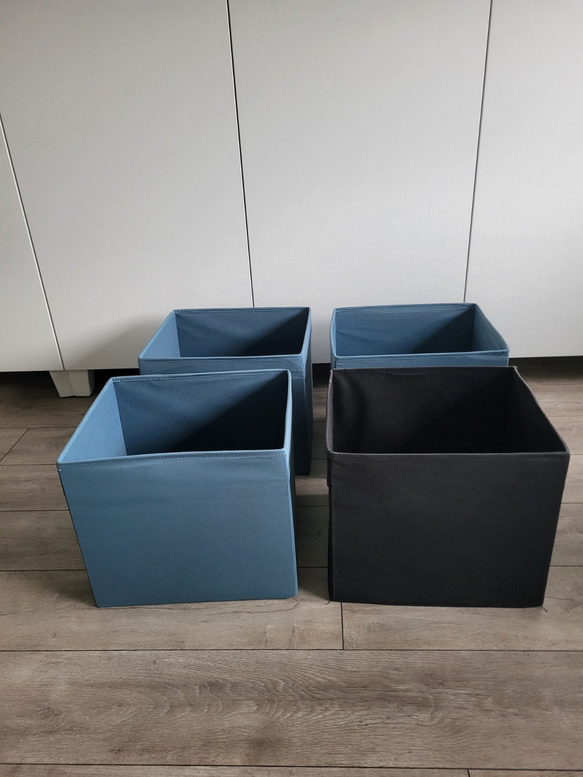 IKEA DRÖNA Opbergdozen - 3x blauw, 1x zwart, Ophalen, Gebruikt