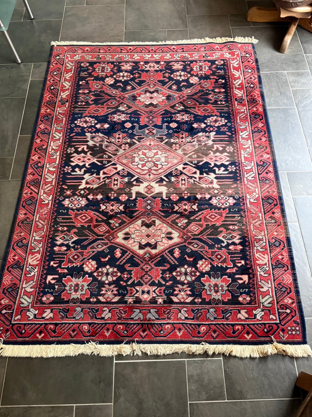 Vintage Louis de Poortere Samarkand vloerkleed 140 x 190 cm, Ophalen, Gebruikt, 100 tot 150 cm, Crème