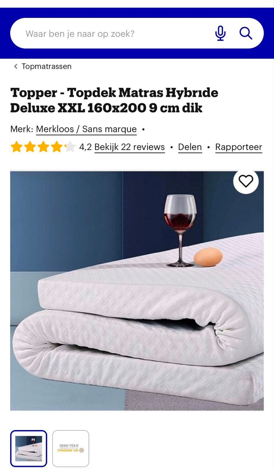 Topper Topdek Matras Hybride Deluxe XXL 160x200 9 cm dik, Ophalen, Matras, 200 cm, 160 cm
