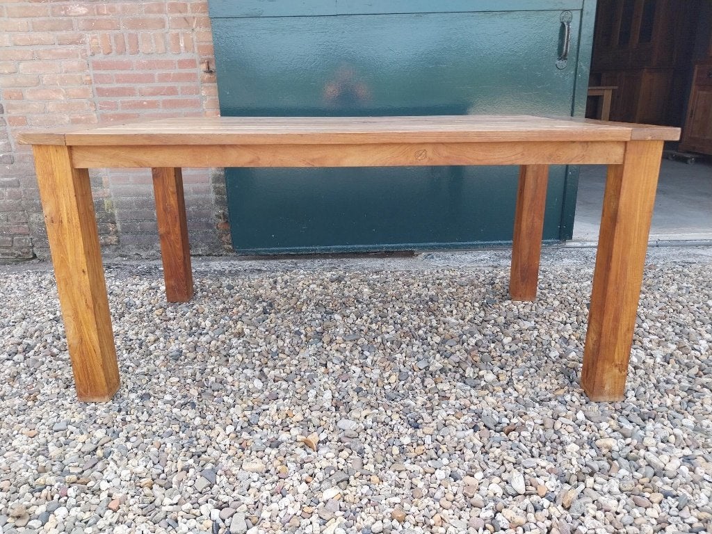 Showroommodel teak tuintafel 160 cm, Tuin en Terras, Tuintafels, Ophalen, Zo goed als nieuw, Rechthoekig, Teakhout