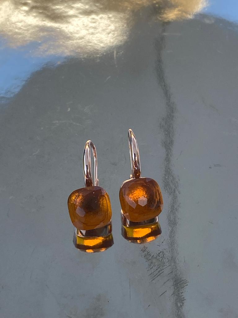 Chique amber oorbellen in rozegouden setting - Pomellato sti, Overige materialen, Hangers, Verzenden, Nieuw