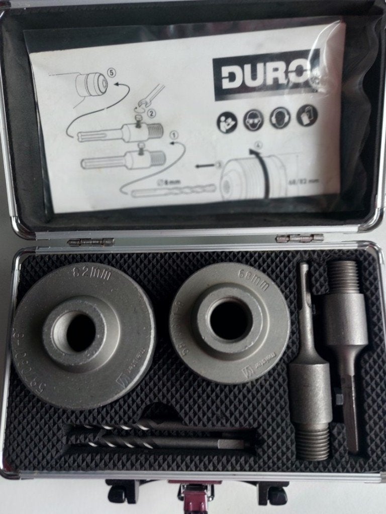 Duro Boorkroonset, 6 delig in aluminium koffertje, Overige typen, 600 tot 1200 watt, Zo goed als nieuw, 30 tot 70 mm