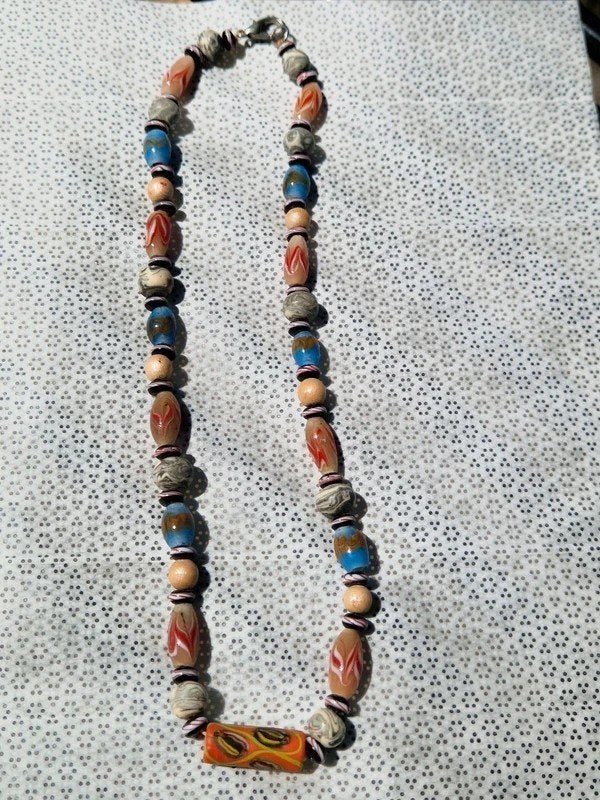 Kralenketting kleurrijke glaskralen boho handgemaakt, Ophalen of Verzenden, Nieuw, Overige kleuren, Overige materialen