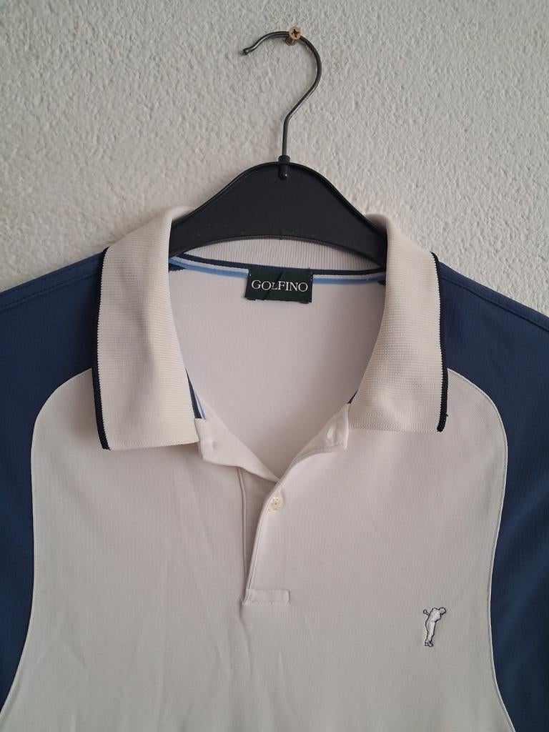 Golfino Polo Shirt Heren Maat M - Blauw/Wit/Beige, Ophalen of Verzenden, Zo goed als nieuw, Golfino, Maat 48/50 (M)