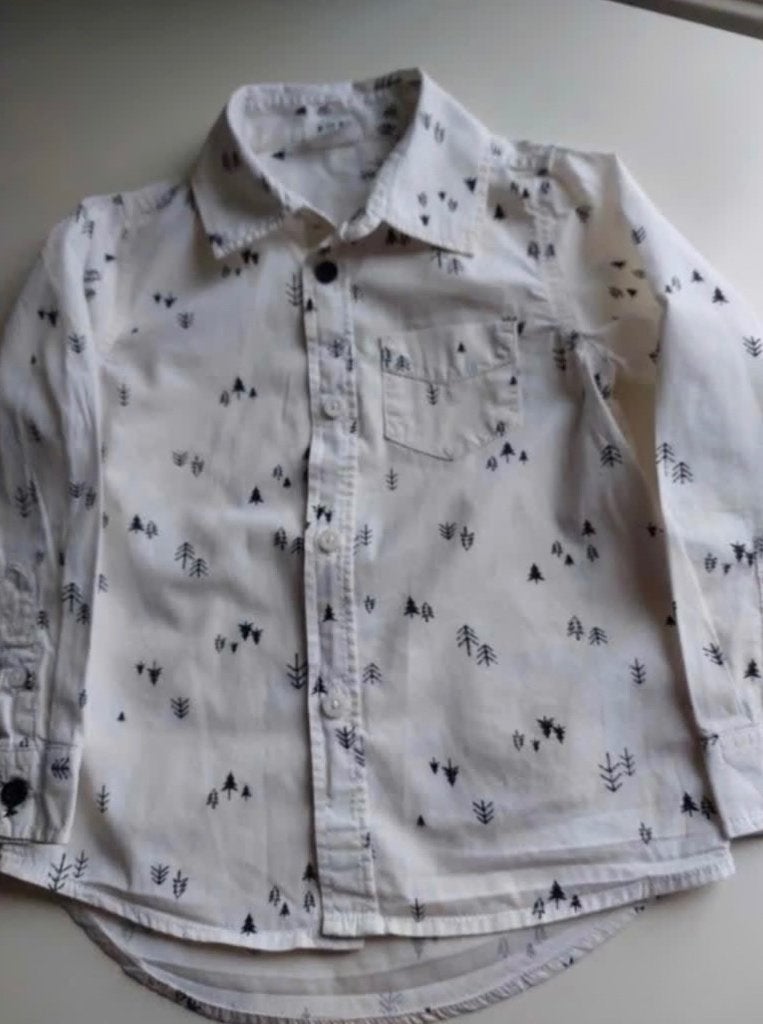 Overhemd Overhemdje Bloesje Blouse Kerst Kleding maat 98 104, Jongen of Meisje, Overhemd of Blouse, Ophalen of Verzenden, Zo goed als nieuw