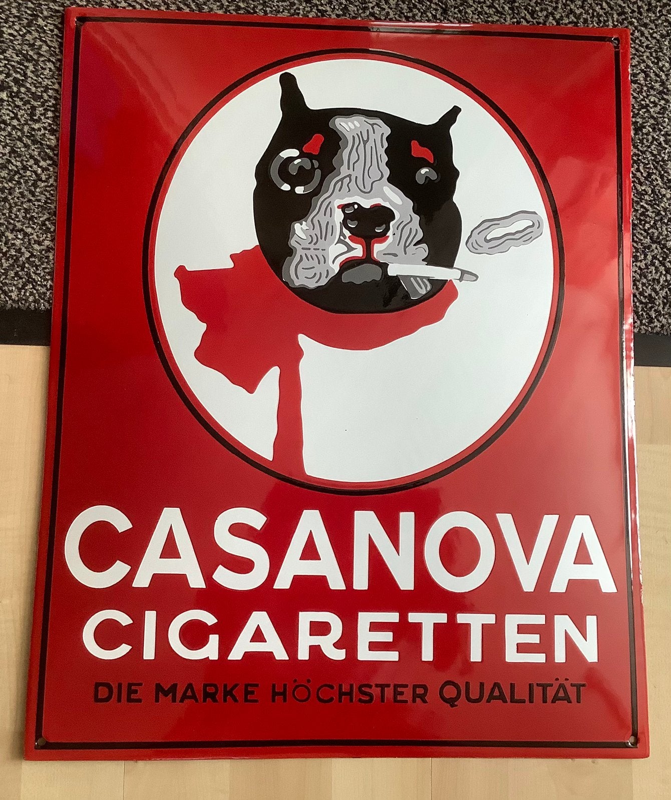 Emaille bord CASANOVA sigaretten, Ophalen of Verzenden, Gebruikt, Reclamebord
