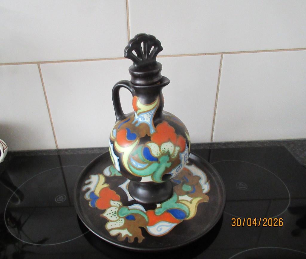 SCHENKKAN EN BORD- GOUDA PLATEEL -FAVORITE-GOEDEWAAGEN1920, Ophalen of Verzenden