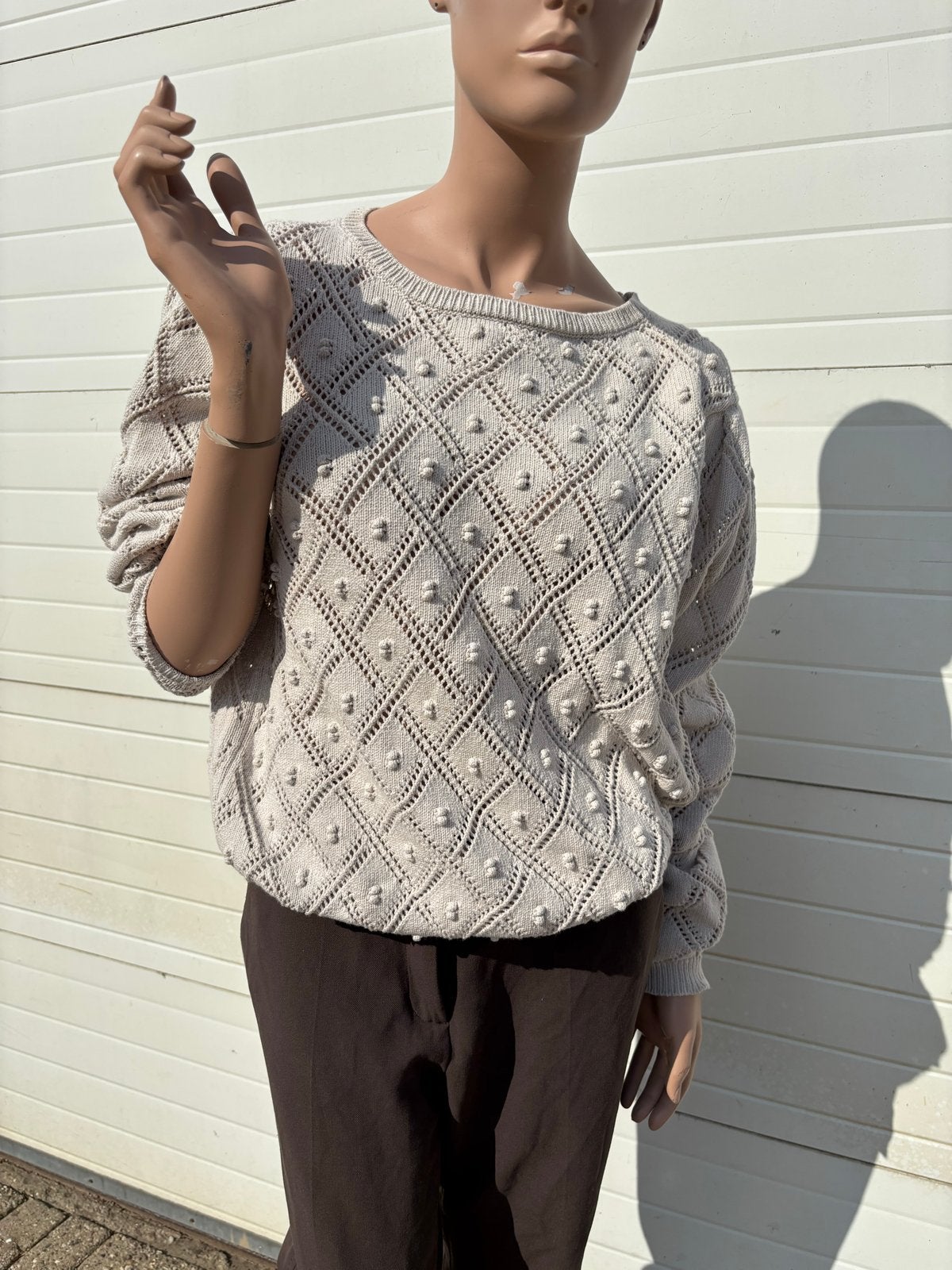 Bellamy gebreide trui met bobbelpatroon, Ophalen of Verzenden, Zo goed als nieuw, Maat 38/40 (M), Beige