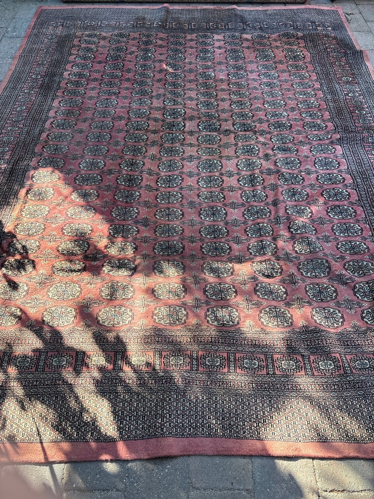 Vintage handgeknoopt Perzisch tapijt - Oudroze bloemmotief, Ophalen, Gebruikt, 200 cm of meer, Roze