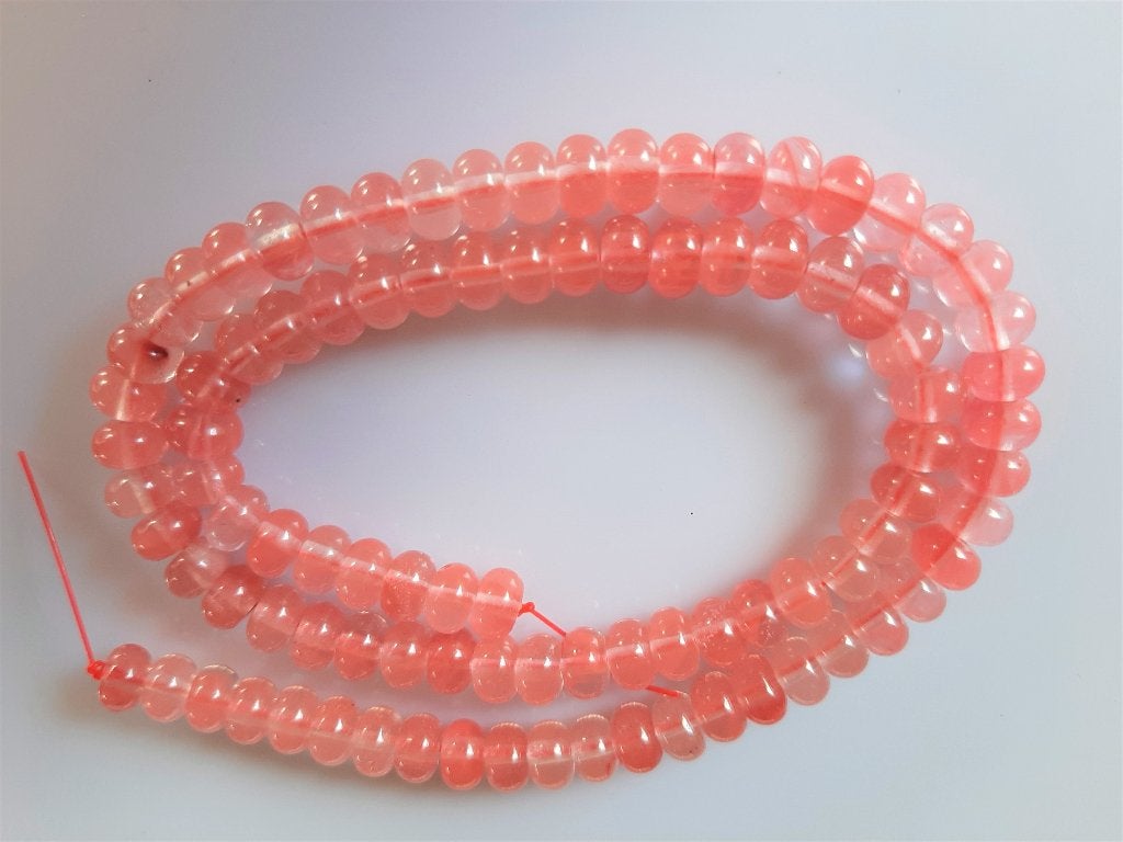 Aardbeikwarts rondel kraal circa 4x6.5 en 5x8.3 mm, Ophalen, Nieuw, Kraal