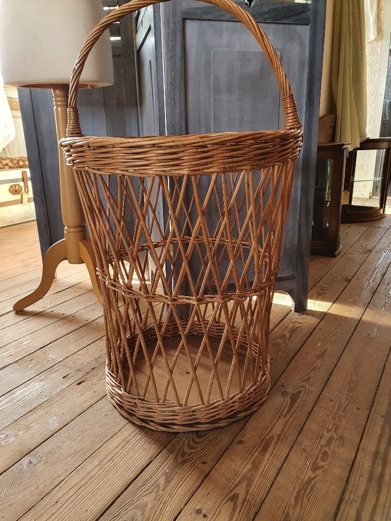 Brocante rieten mand groot, Mand, *, Rond, Zo goed als nieuw
