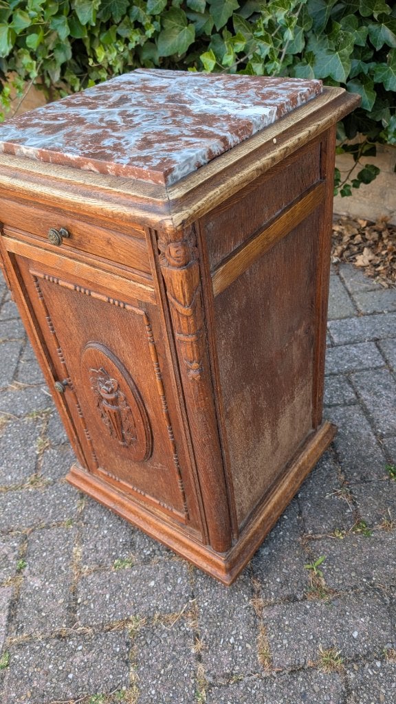Vintage kastje, met marmeren toptegel voor bijv platenspele, Ophalen