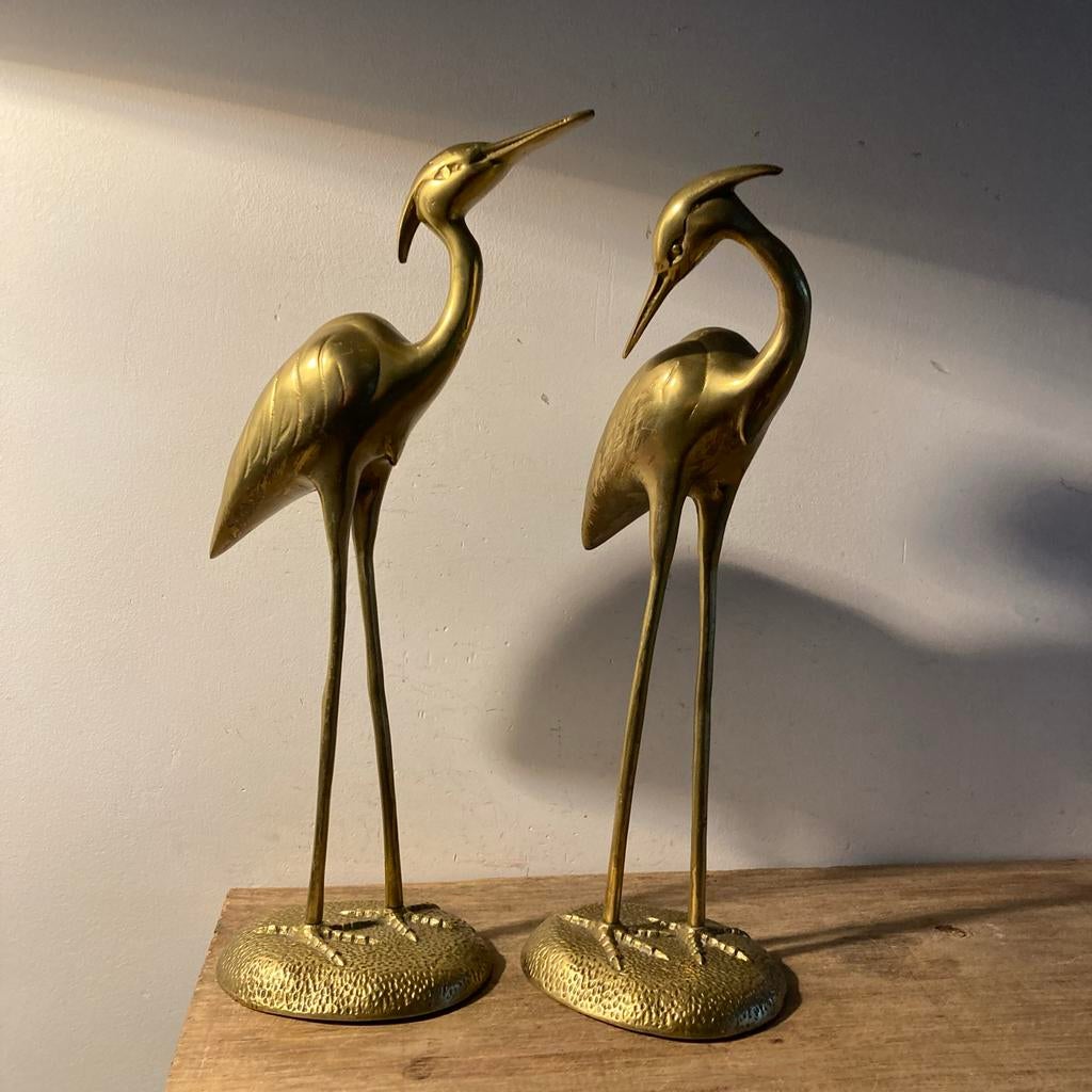 Set van twee koperen kraanvogels, 35 cm hoog, Ophalen of Verzenden