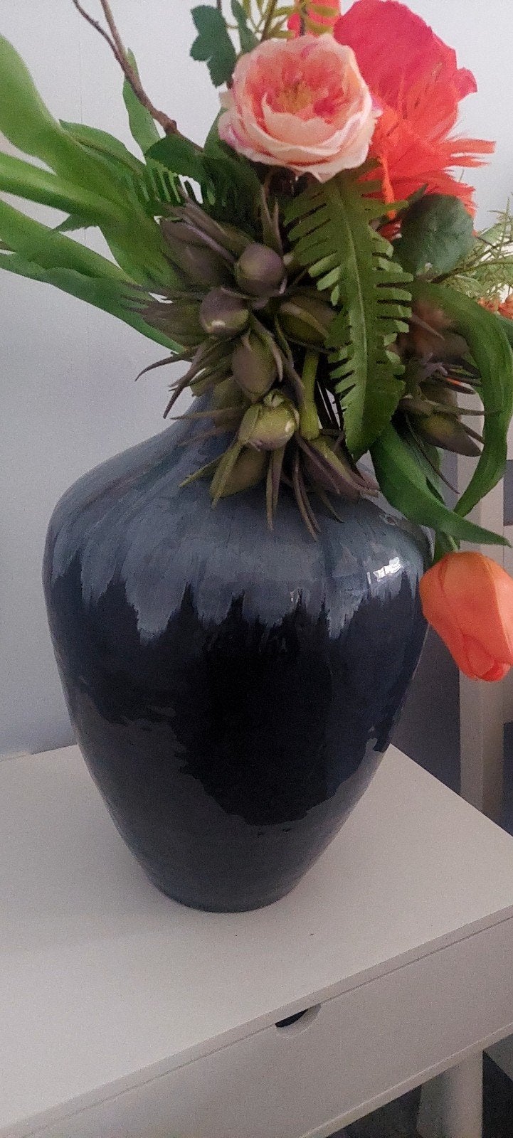 mooie grote vaas 40 cm zonder inhoud, Blauw, Ophalen of Verzenden, Zo goed als nieuw, 40 cm