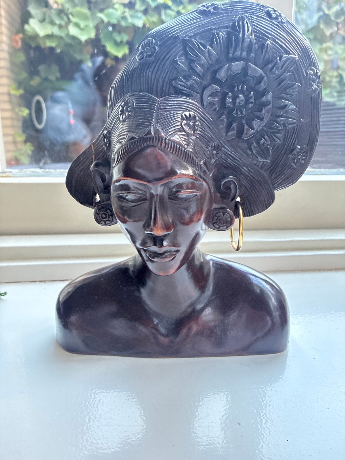 Houten Buste Vrouw met Hoofddeksel - Afrikaanse Stijl, Ophalen, Buste, Handgemaakt, 20 - 50 cm
