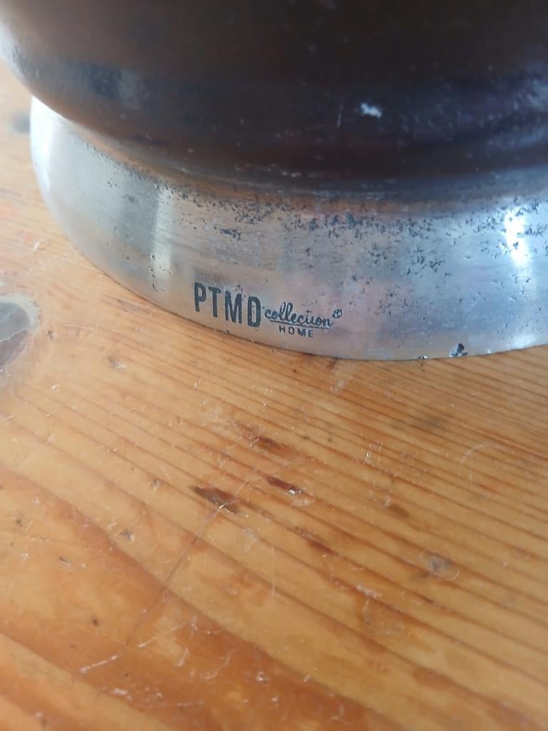 PTMD Bloempot - Bruin met Zilveren Rand, 25 tot 40 cm, Overige materialen, Gebruikt, Ophalen of Verzenden