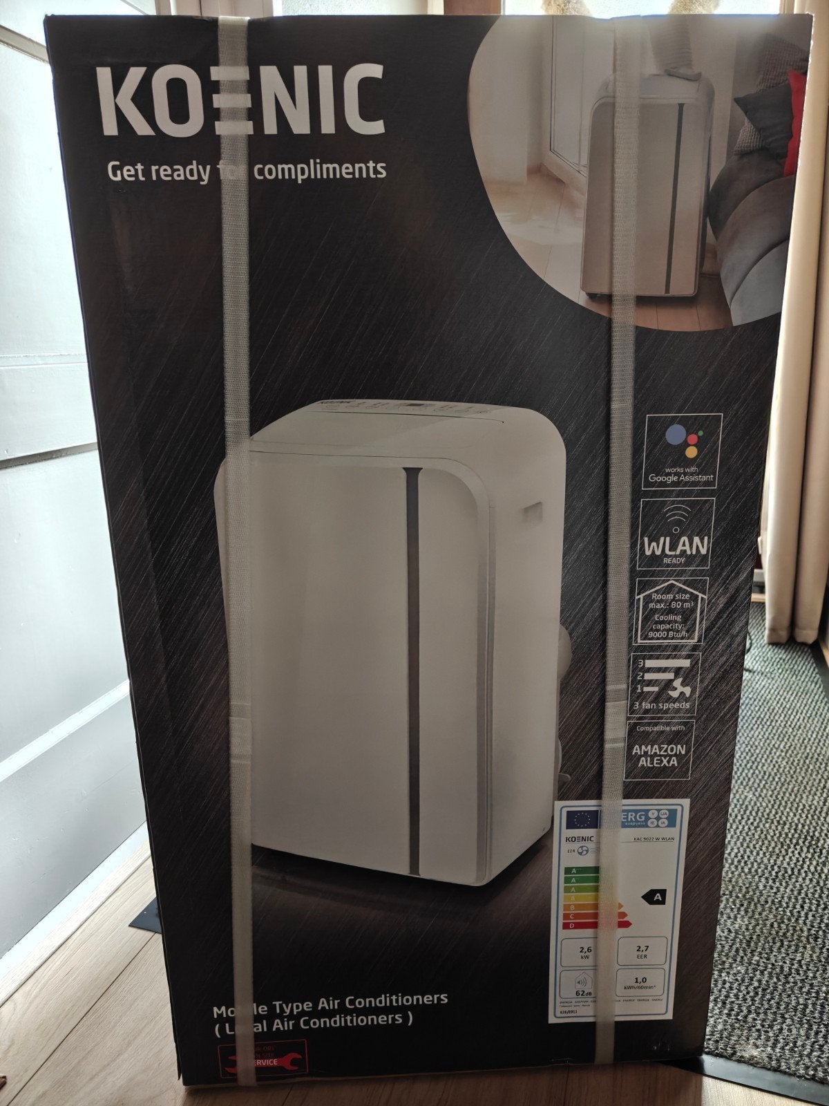 Koenic Mobiele Airco KAC 9022 W WLAN - met garantie Nieuw in, Witgoed en Apparatuur, Airco's, Timer, Nieuw, 3 snelheden of meer