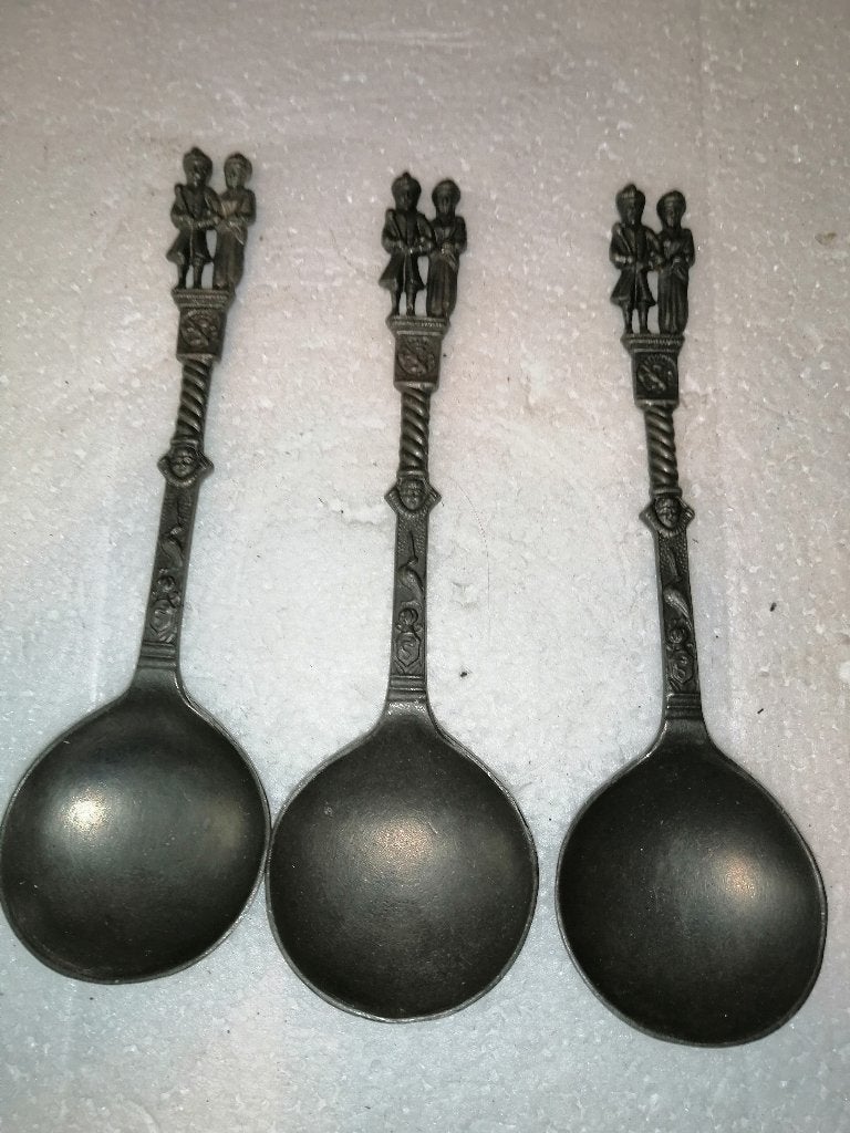Tinnen huwelijk lepels, 18 cm, 3stuks, Ophalen of Verzenden