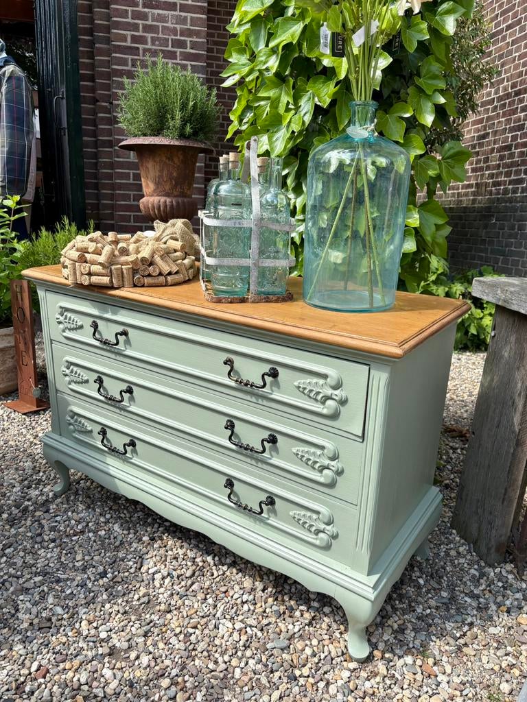 Antieke ladekast, dressoir, commode, IL Fienile groen, Huis en Inrichting, Kasten | Dressoirs, Ophalen, Info@ilfienile.nl, Zo goed als nieuw