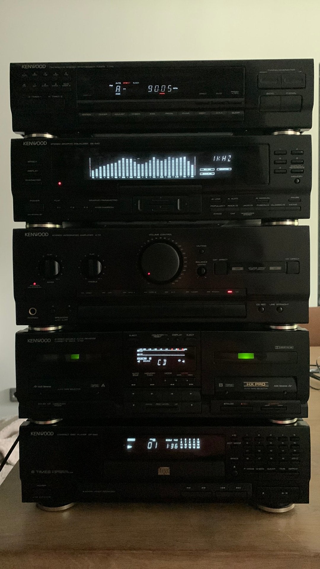 Zeer goede Vintage Kenwood Stereo Set uit 1990, Gebruikt, Cassettedeck, Losse componenten, Ophalen