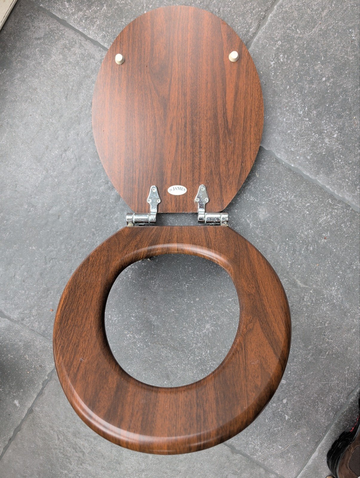 St James Houten toiletbril softclose, Ophalen, Gebruikt, Chroom, Toilet