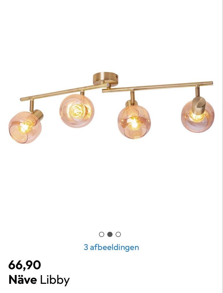 Nave Libby plafondlamp met 4 spots, 30 tot 60 watt, Overige typen, E14 (klein), Ophalen of Verzenden