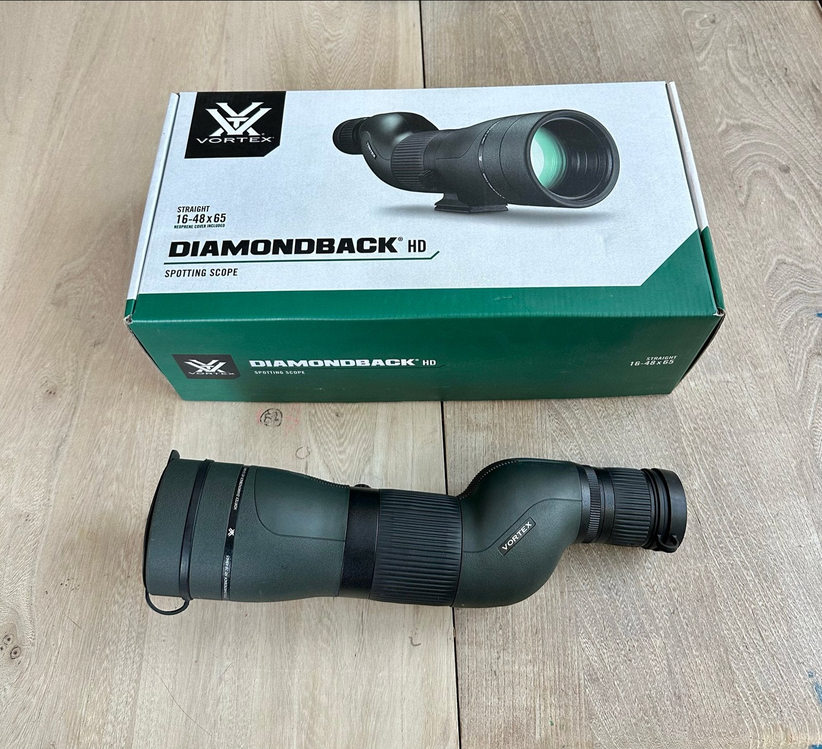Vortex Diamondback HD 16-48x65 Spotting Scope, Dakkant (recht), Ophalen of Verzenden, Zo goed als nieuw, 20x of meer