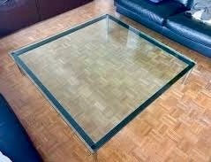 Cassina LC10 P salontafel Le Corbusier, Ophalen, Vierkant, Zo goed als nieuw, Glas