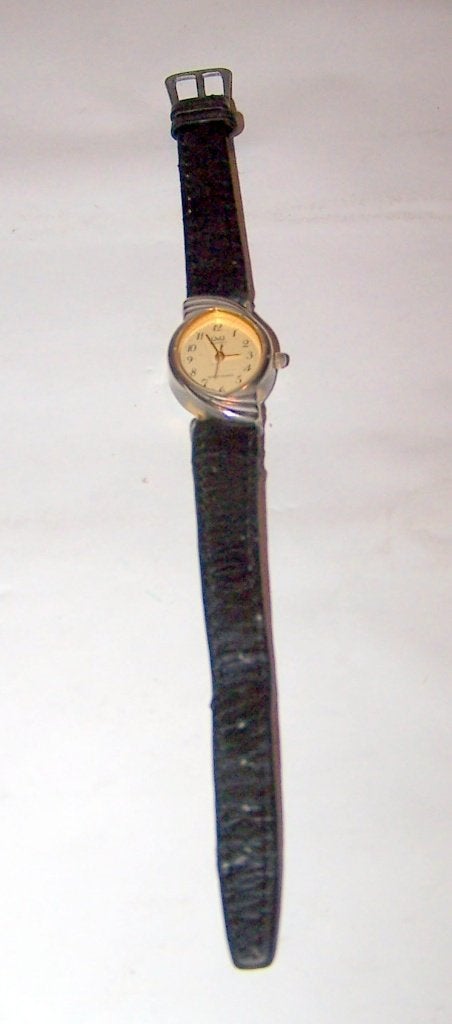 Mooi vintage Q&Q dameshorloge. In zeer goede werkende staat., Overige merken, Leer, Staal, Polshorloge