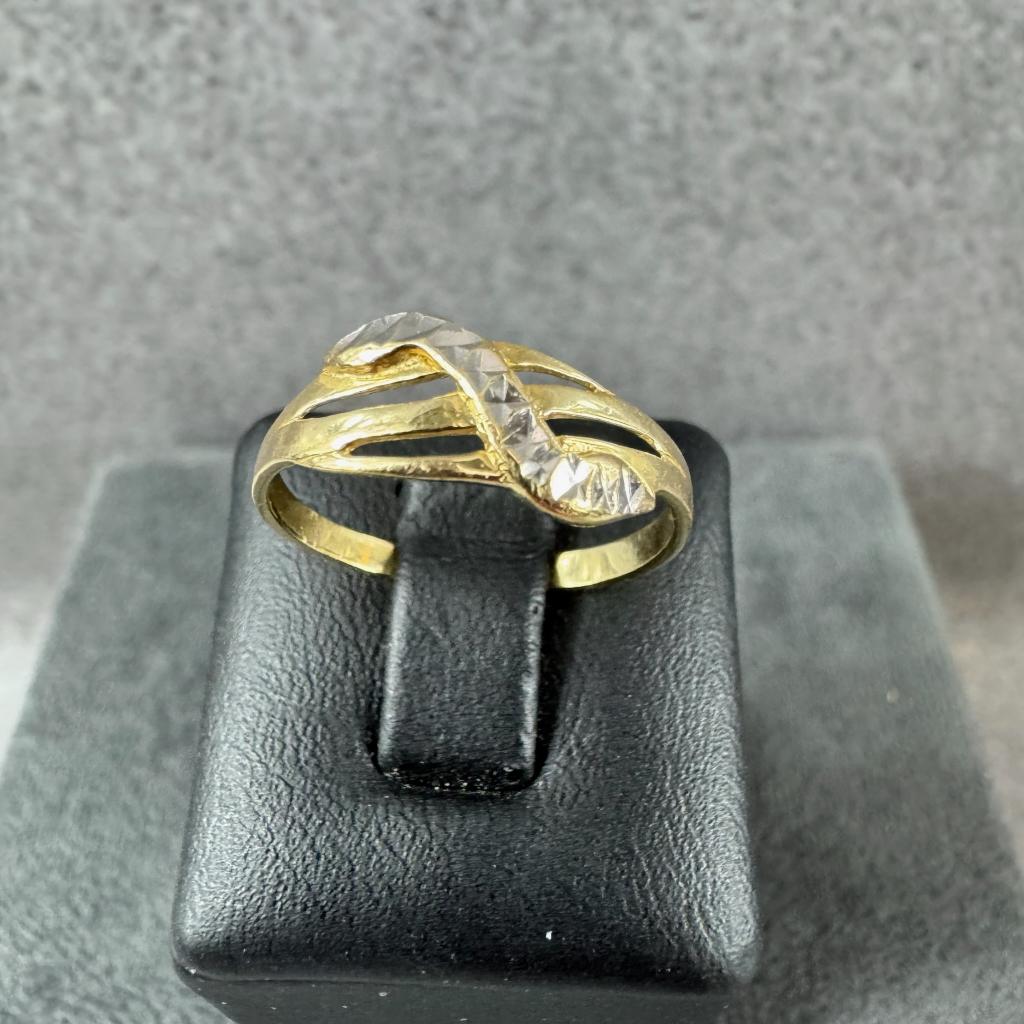 Gouden Ring | 14k | 1,21g | bicolor slagring |16,25 | 408083, Gebruikt, Ophalen of Verzenden, Kleiner dan 17, Dame