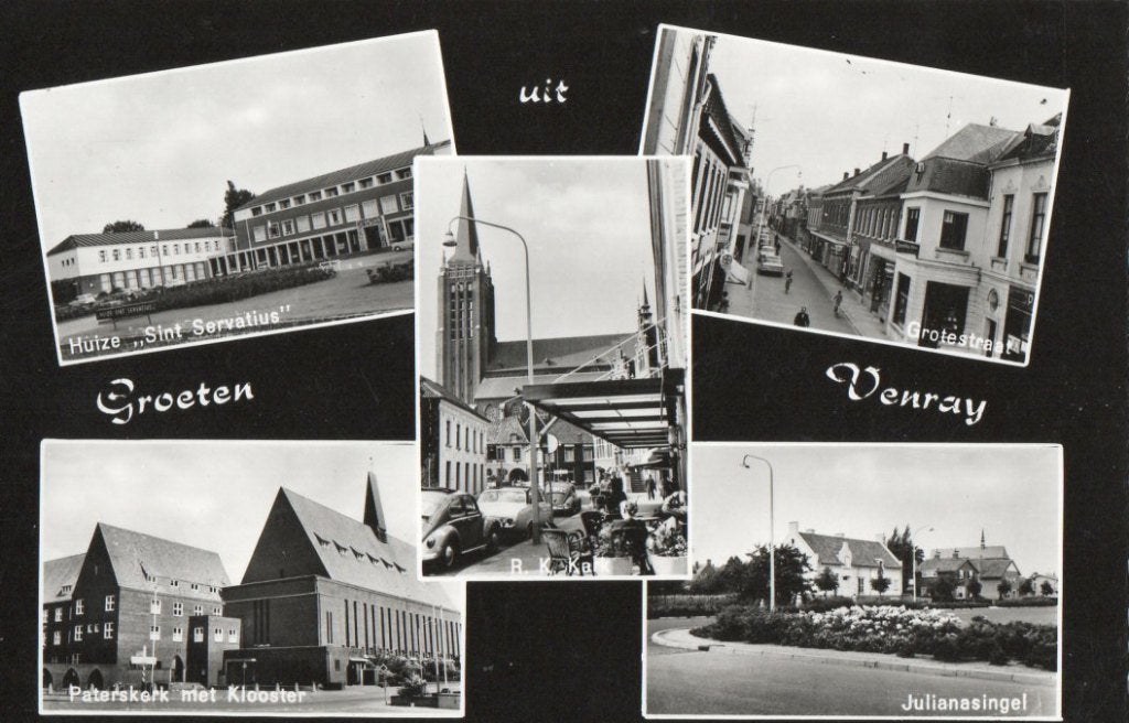 NS136 Venray 1969 groeten Servatius Kerk Klooster grotestr., Verzamelen, Ansichtkaarten | Nederland, Verzenden, 1960 tot 1980