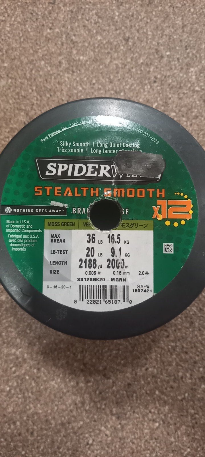 Spiderwire X12 gevlochten lijn, Nieuw, Vislijn, Nvt, Nvt