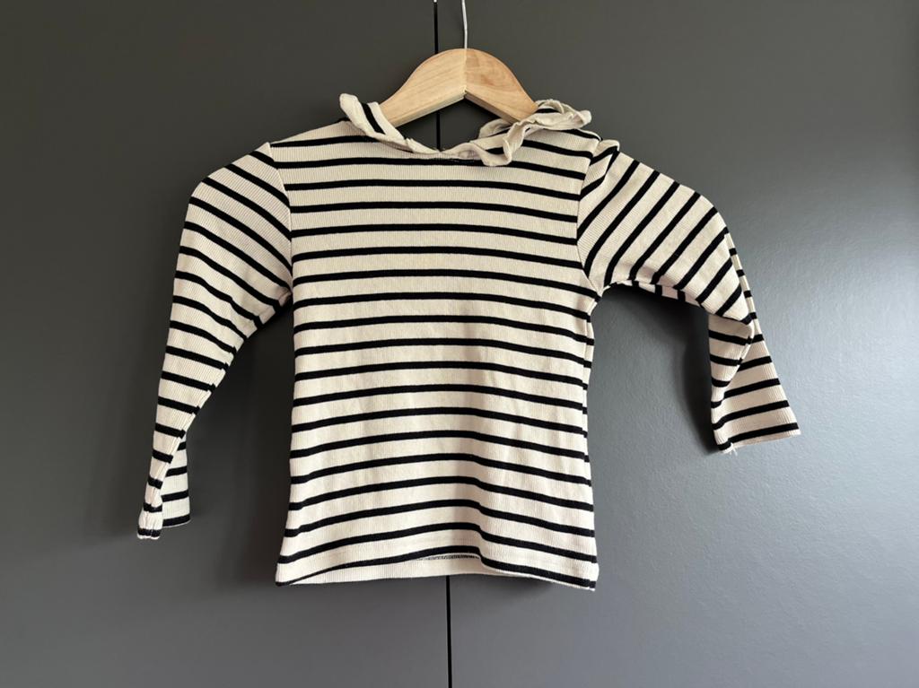 Créme shirt / longsleeve zwarte strepen, maat 98/104 Zeeman, Ophalen of Verzenden, Zo goed als nieuw, Meisje, Shirt of Longsleeve