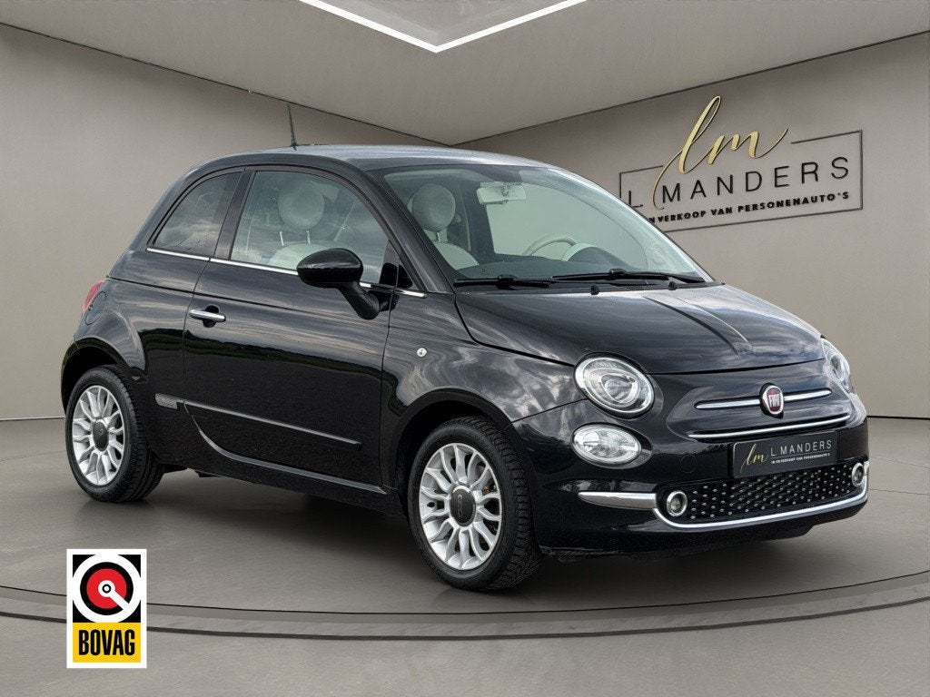 Fiat 500 1.2 Lounge 2019 ZWART | Panoramadak | Apple CarPlay, Auto's, Gebruikt, 4 cilinders, 4 stoelen, Leder en Stof