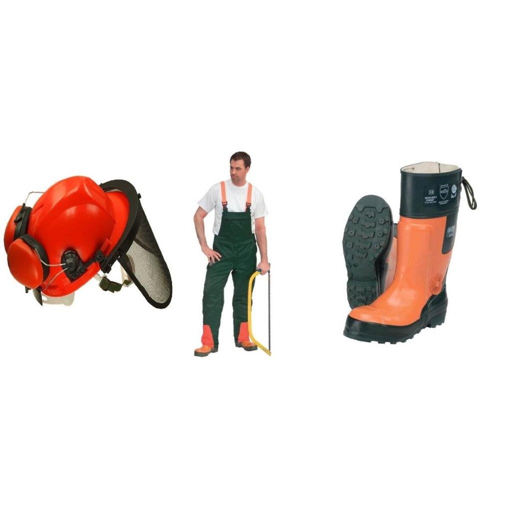 Zaagset 3-delig: Zaagbroek + helm + laarzen GRATIS BEZORGD!, Tuin en Terras, Verzenden, Overall, Nieuw, Nvt