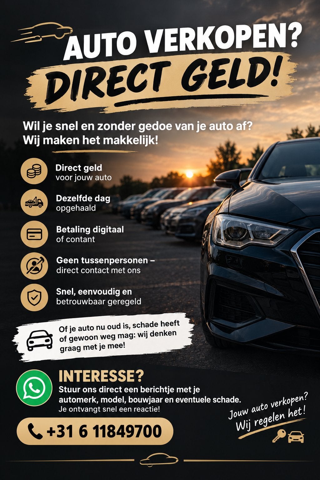 Auto verkopen? Direct geld!, Ophalen