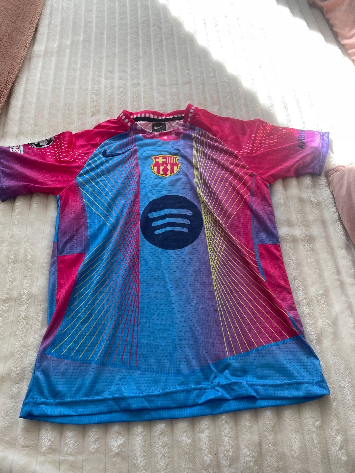 FC Barcelona Thuisshirt Maat 164, Maat XS of kleiner, Ophalen, Zo goed als nieuw, Shirt