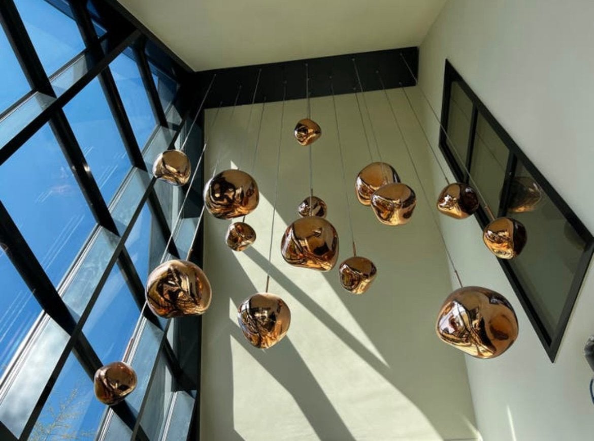 Maatwerk hanglamp in stijl Tom Dixon, Ophalen, Zo goed als nieuw, Glas, Tom Dixon