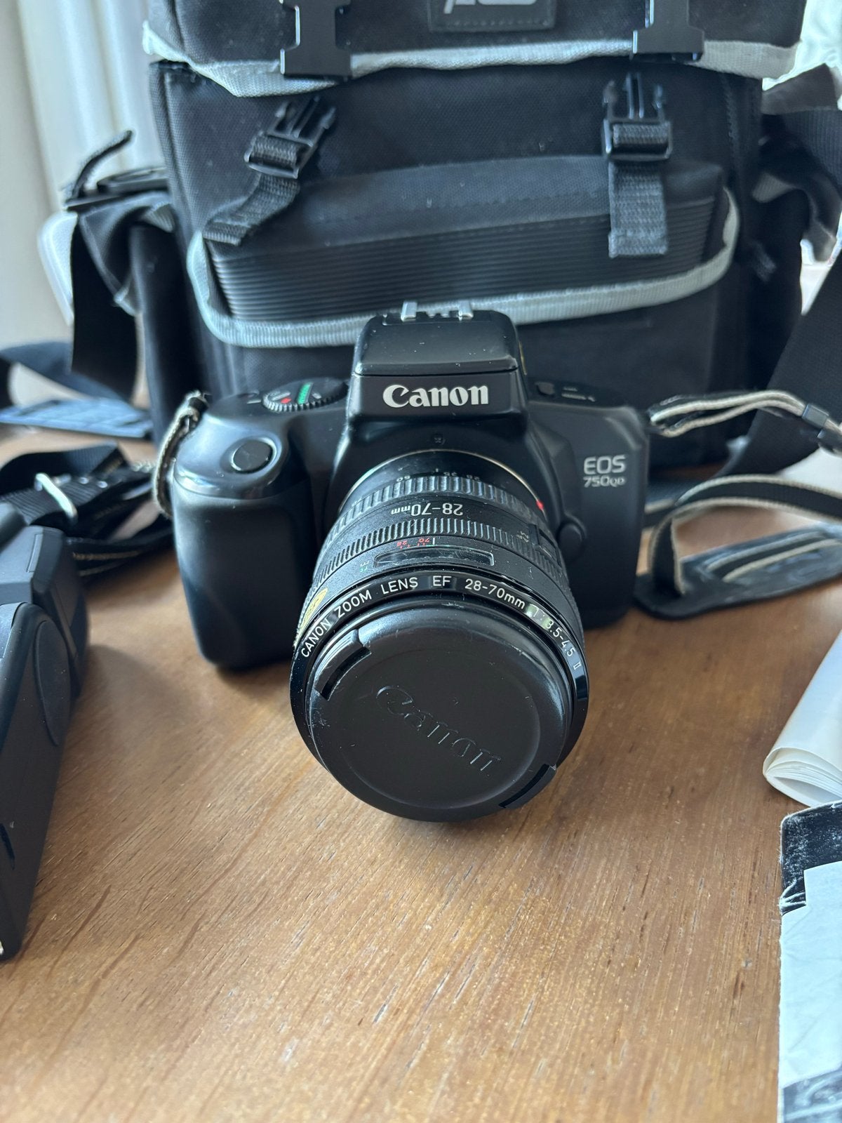 Canon EOS 750 QD Spiegelreflexcamera met lens en flitser, Audio, Tv en Foto, Fotocamera's Analoog, Ophalen of Verzenden, Gebruikt