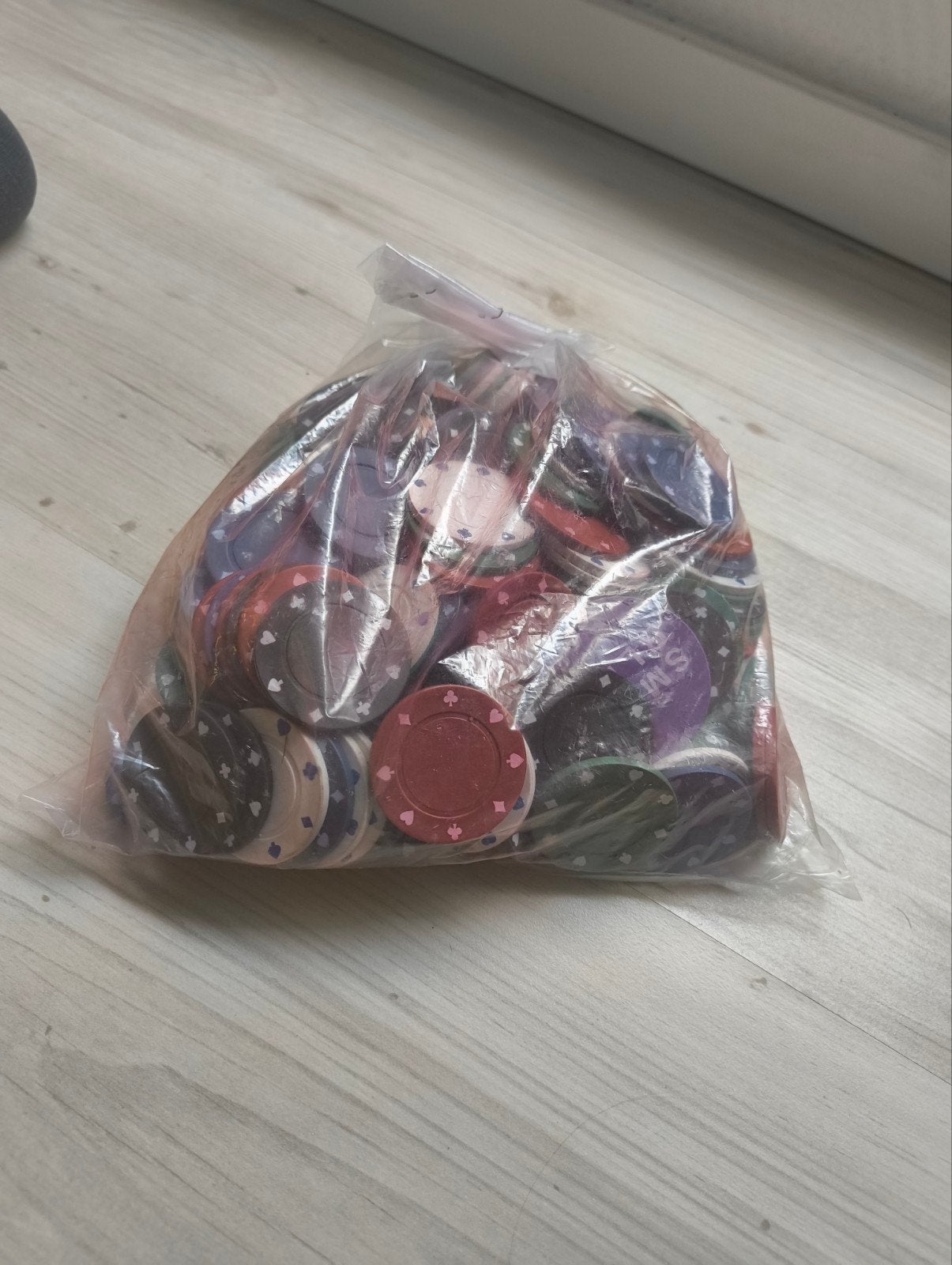 Grote zak met diverse pokerchips, Ophalen of Verzenden, Gebruikt