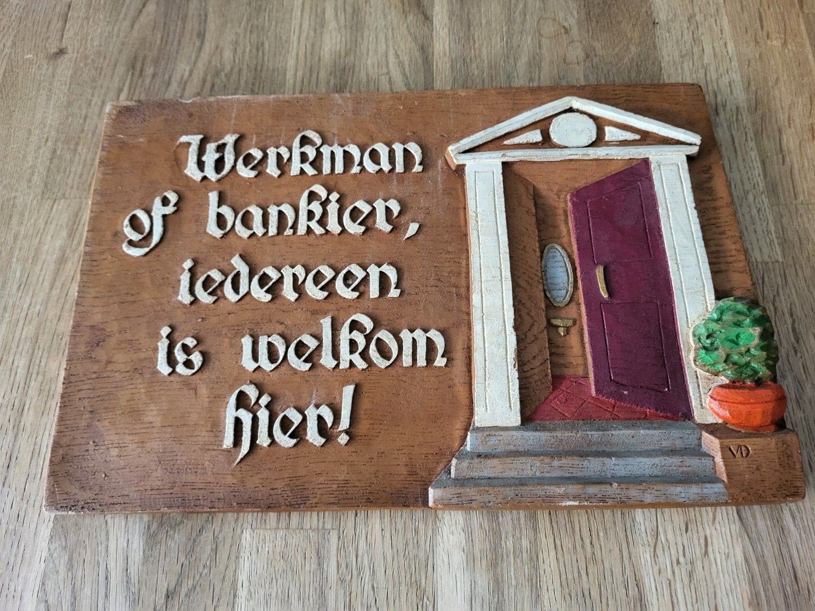 TE KOOP HOUTEN TEKSTBORD, Ophalen of Verzenden