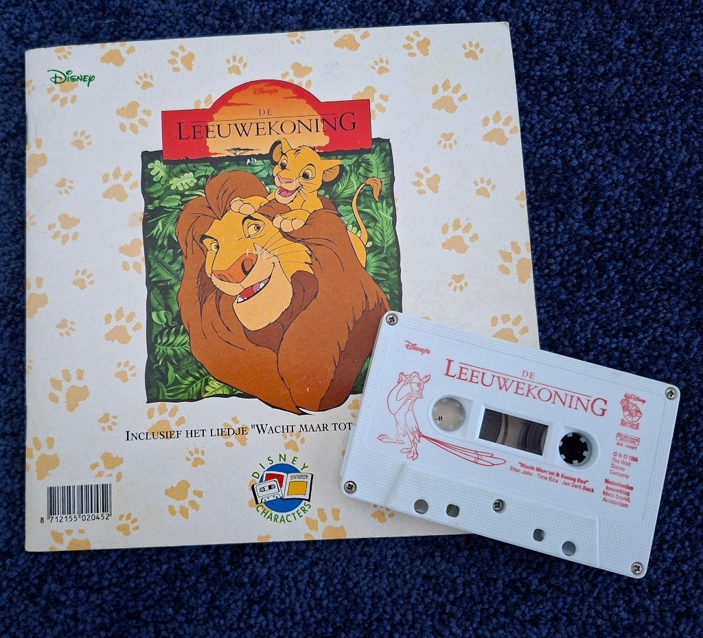 Jaren '90:Leeuwenkoning kijk,luister,leesboekje+cassetteband, Ophalen of Verzenden, Leeuwenkoning of Jungle Boek, Gebruikt, Overige typen