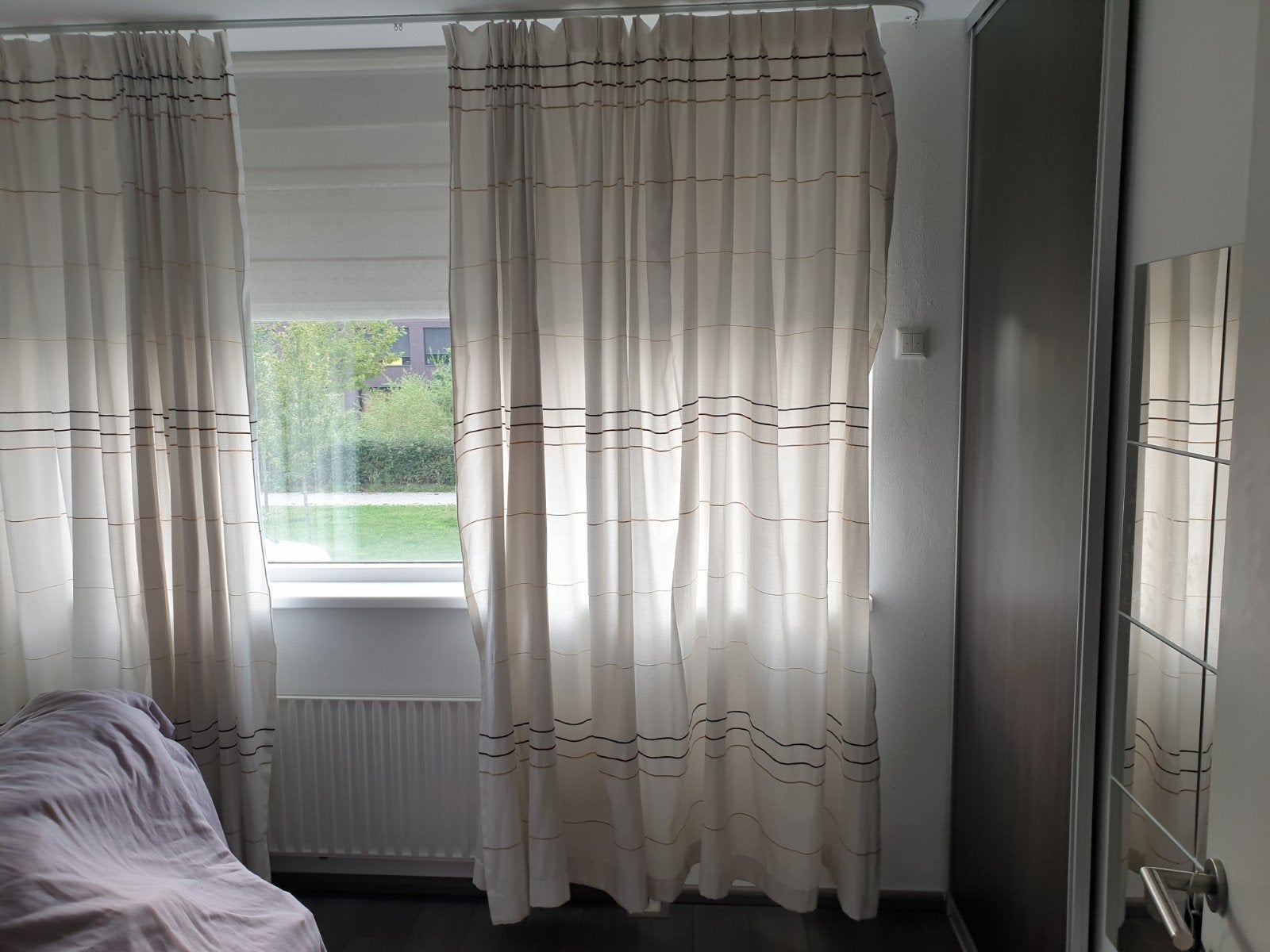 Lichte gordijnen met streepdesign - set van 2 stuks, Modern, Licht, Luchtig, 200 cm of meer, Bruin, Ophalen of Verzenden