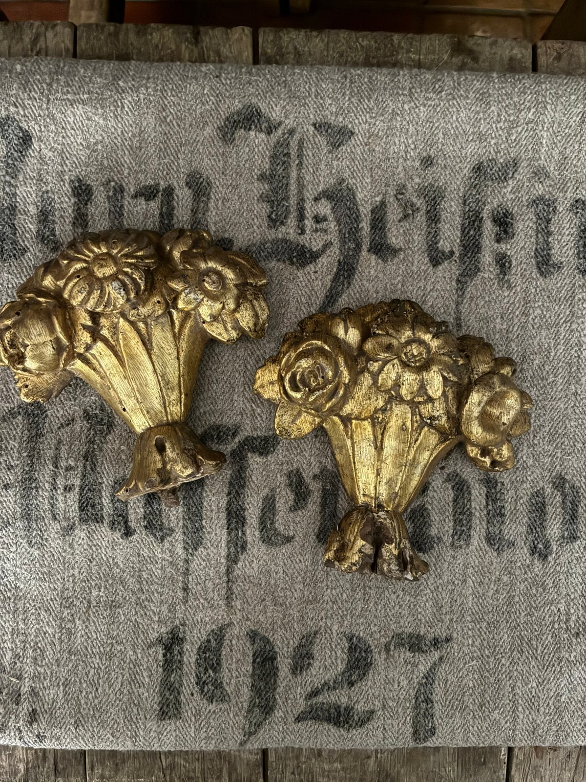 Antiek bois dore ornamentjes, Ophalen of Verzenden
