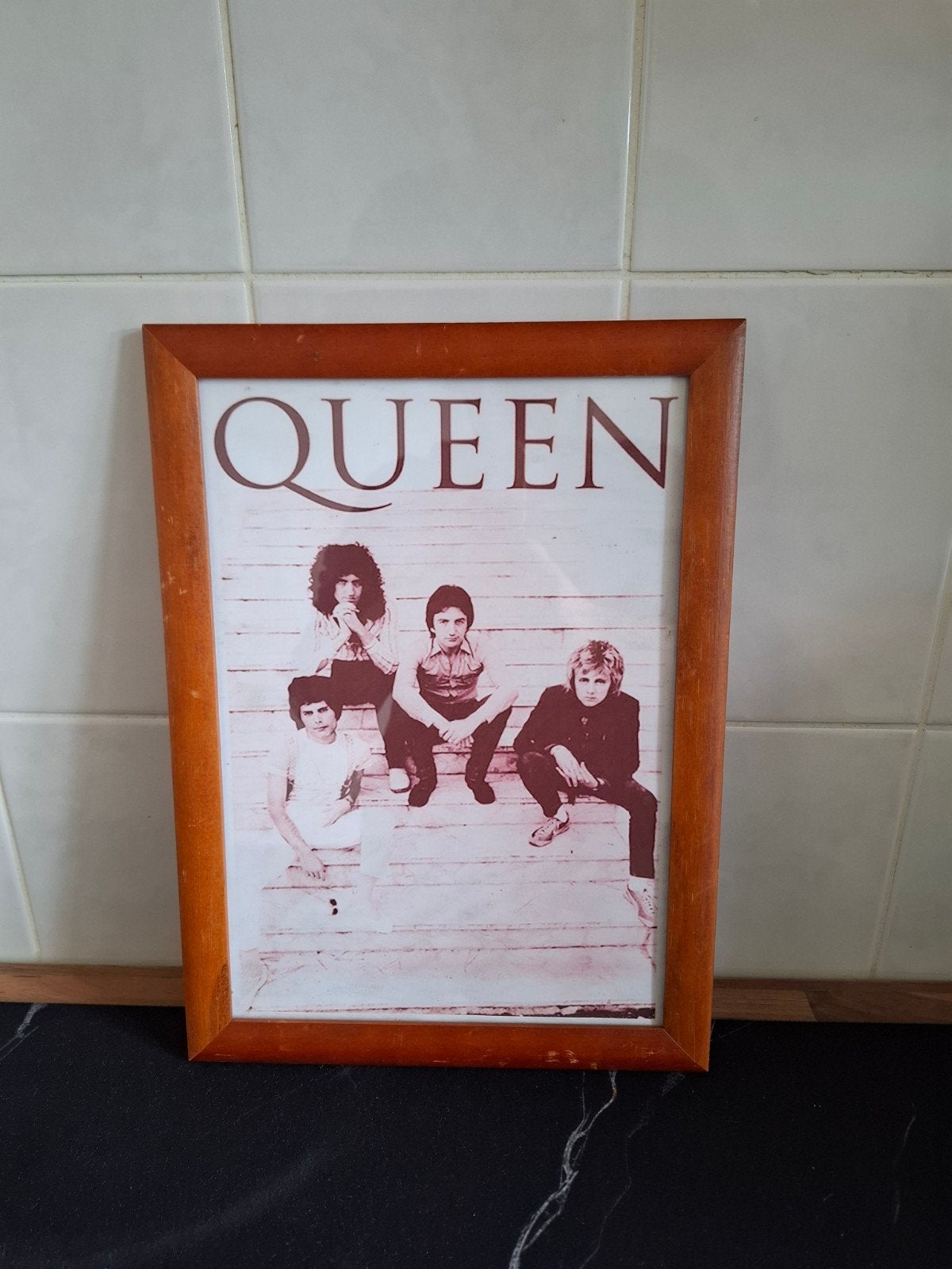 Queen ingelijste poster - Vintage bandfoto, Ophalen of Verzenden, Gebruikt, Poster, Artwork of Schilderij