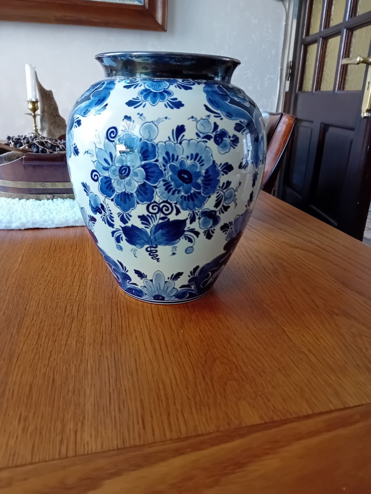 VAAS 3 REGINA DELFTS BLAUW  KRAAG 925 STIRLING ZILER, Antiek en Kunst, Ophalen of Verzenden