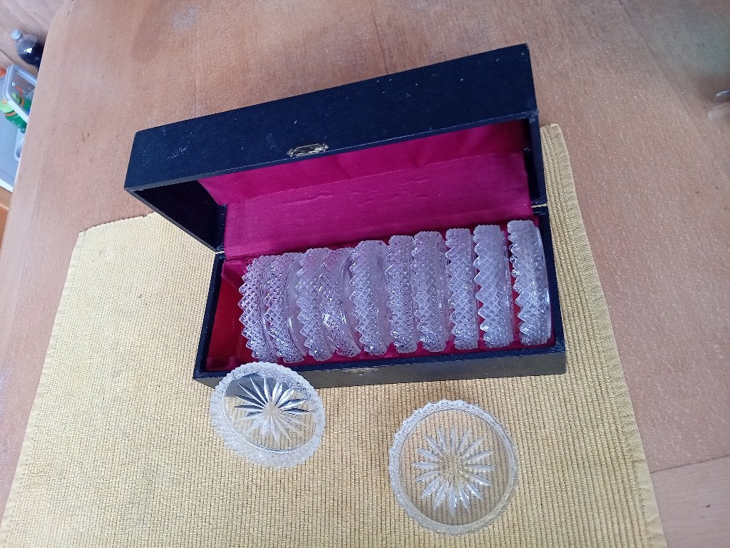 Vintage glazen onderzetters, Huis en Inrichting, Woonaccessoires | Onderzetters, Ophalen of Verzenden, Zo goed als nieuw, Glas